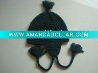 Wholesale Knitted Beanie Hat with pom-pom,eraflap&tassels