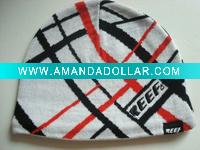 Wholesale Stripes Knitted Beanie Hat with EMB Classical