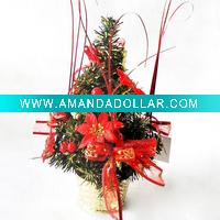 Wholesale Mini 12" snowing christmas tree with red ornament in box