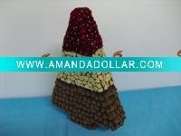 Wholesale LXS0198 29*21*7cm wood chips/pinecone tree,red/nat