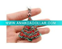 Wholesale Red rhinestone crystal christmas tree necklace