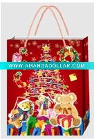Wholesale christmas tree bear red paper shopping bag