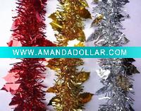 Wholesale craft gifts item plastic Christmas pvc tree leaf tinsels, Christmas tinsel decorations