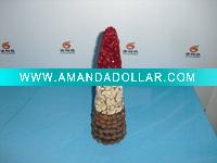 Wholesale LXS0222-2 9.5*9.5*31cm tree w/cone piece/moss/wood pieces,nat/red