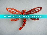 Wholesale red christmas tree glitter dragonfly clips