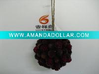 Wholesale LXS0188 13cm pinecone ball ornament,red