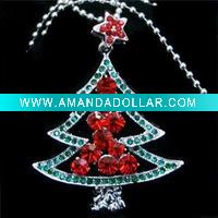 Wholesale HSYN1869 New Design Sparkling Crystal Christmas Tree Necklace