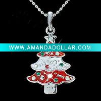 Wholesale HSYN1870 Latest New Design Enamel Christmas Tree Necklace
