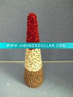 LXS0222 46*13*13cm tree w/cone piece/moss/wood pieces,nat/red