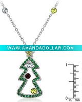 Wholesale HSYN1866 New Design Sparkling Crystal Christmas Tree Necklace
