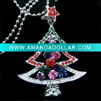 Wholesale HSYN1865 New Design Sparkling Crystal Christmas Tree Necklace