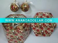 Wholesale double-deck gift box,contain 14pcs,with santa and flower pattern