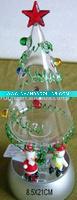 Wholesale led light glass christmas tree with hanging ornament, table decorate Christmas glass tree