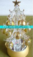 Wholesale glass christmas tree with LED light, home glass decorative Christmas tree with ball