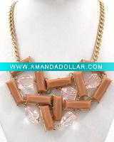 Wholesale Gold Tone / Champaign & Light Pink Acrylic / Lead&nickel Compliant / Necklace