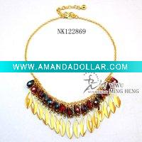 Wholesale Latest Alloy Chain Necklace With Acrylic&glass Beads