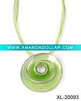 Wholesale fashion green acrylic spiral pendant necklace