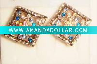 copper crystal stud earring