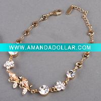 Wholesale 2011 fashion copper alloy bangles zircon bracelects gold &silver