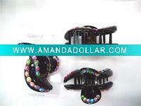 Wholesale plastic black hair clip with crystal