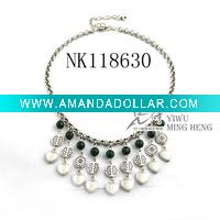 New design fall&winter acrylic beaded necklaces with alloy pendant