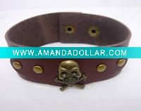 Wholesale Fashion leather copper alloy skeleton bracelet