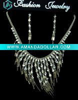 Wholesale elegant silver copper alloy necklace set 2011 new design