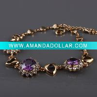 Wholesale 2011 fashion copper alloy bangle zircon gold&silver plating bracelet jewelry