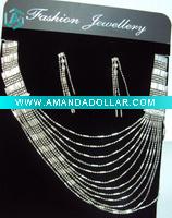 Wholesale beautiful lines silver copper alloy necklace set 2011 new design