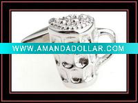 Wholesale novelty beer glass metal copper cufflinks