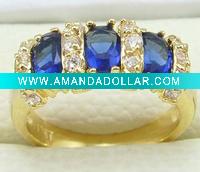 Wholesale Gold jewelry crystal Sapphire rings