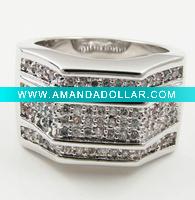Wholesale Ice bling Premium CZ Men's Ring rhdoium plated (SKR1003)
