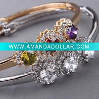 Wholesale 2011 fashion copper alloy bracelet zircon gold&silver plating jewelry