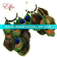 Wholesale Fashion Woman Fashion peacock Feather Earrings