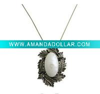 Wholesale Fashion copper alloy gemstone bohemia leaf necklace
