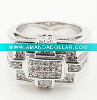 Wholesale Bling bling ring setting with cubic zirconia rhodium plated (SKR1006)
