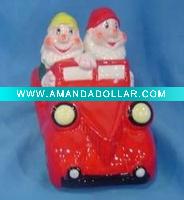 Wholesale Ceramic red car with Santa couple for christmas gift