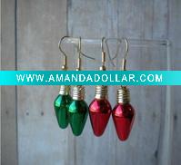 Wholesale Novelty red and green christmas bulb earrings