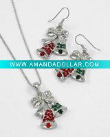 Wholesale HSYN1876 New Design Sparkling Crystal Christmas Bell Necklace