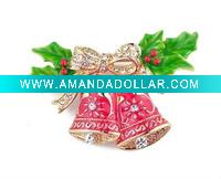 Wholesale Crystal christmas bell brooch