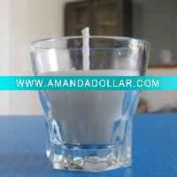 round glass candle