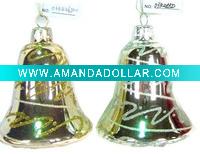 Wholesale Christmas glass jingle bell shaped hanging ornament