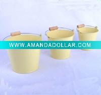 Wholesale yellow round galvanized metal bucket with handle
