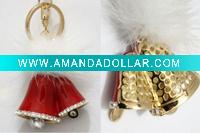 Wholesale Fashion Metal Swaroski Rhinstone Enamel Christmas Bell Key Chain , Key Ring SY12285