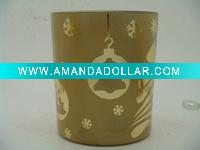 Wholesale glass candelabras with xmas bell gold design for Christmas gifting