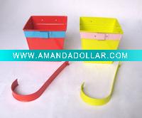 Square Flower Mental Bucket With Handle