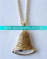 Wholesale Stylish crystal christmas bell pendant necklace