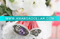 Wholesale Latest design red Christmas bell pendant keychain