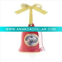 Wholesale 3.5" red bell ceramic Christmas tree ornament-Hot selling