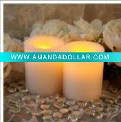 Wholesale Flameless wax candle/Real Wax LED Round Pillar Candle